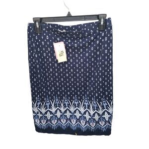 Max Studio Womens Size S Blue White Geometric Skirt
